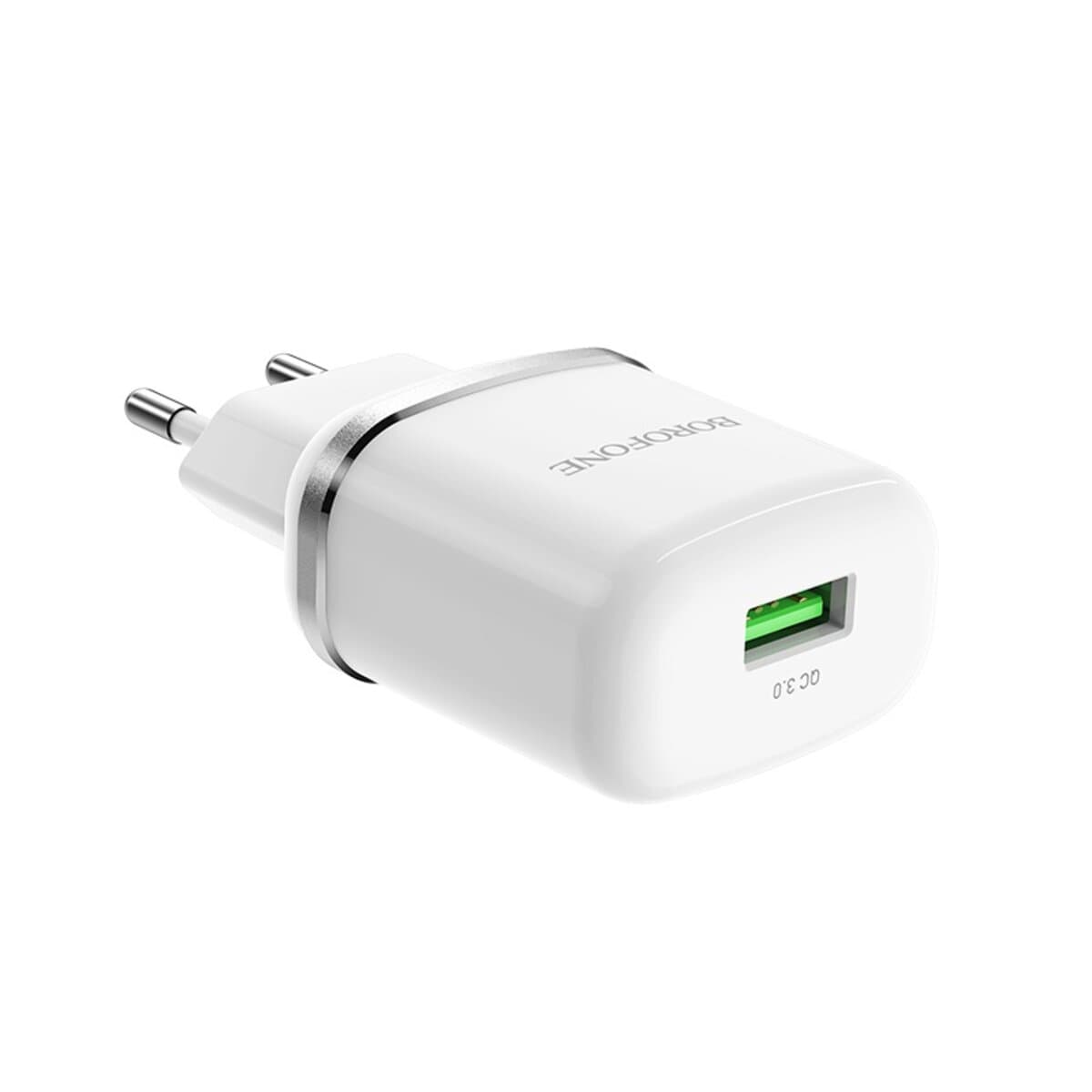 Зарядний пристрій BOROFONE BA36A High speed single port QC3.0 charger set 18W 1xUSB 3A White (BA36AW)