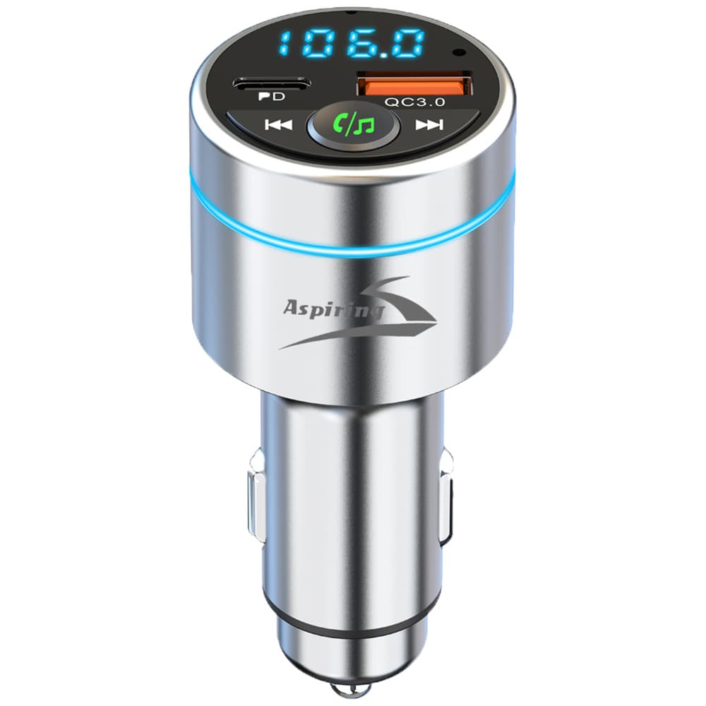 Автомобільний FM-трансміттер ресівер Aspiring Wave 5 PD 20W USB LED Bluetooth MicroSD DSP QC3.0 Metal (WV654712)