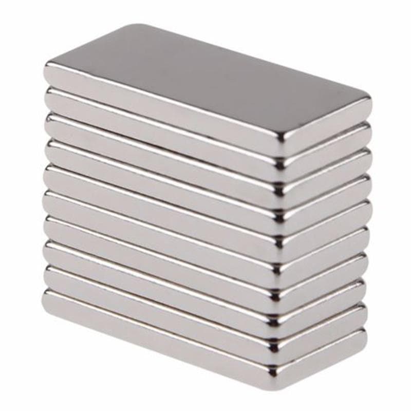 Комплект сильних прямокутних неодимових магнітів 40x10x3мм N35 10шт Silver (284277)