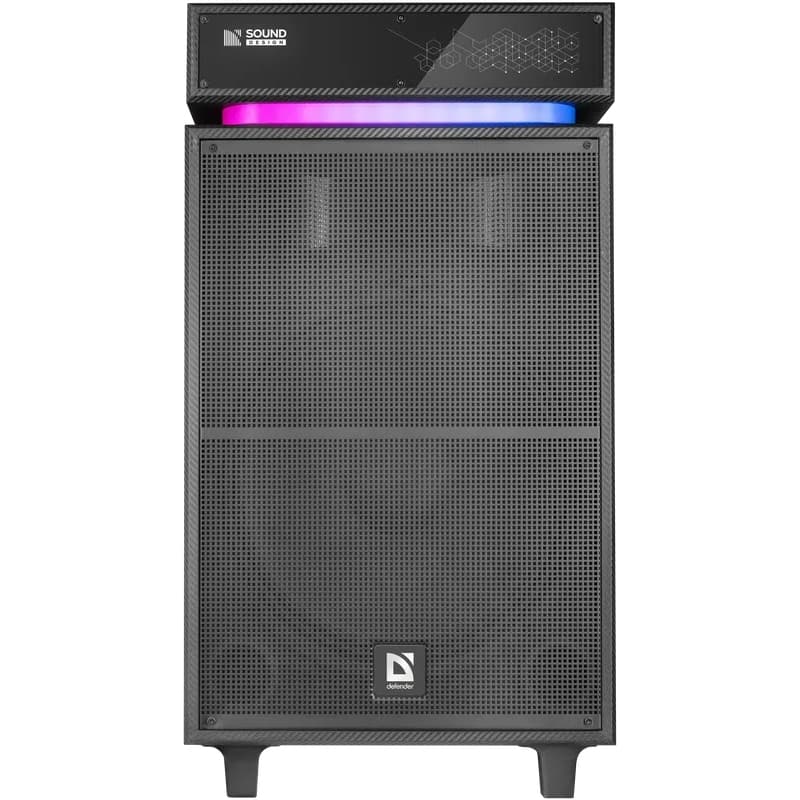 Портативна колонка на коліщатках з ручкою Defender Sound Factory 140W 2.0 Bluetooth USB TF FM 15'' LED 10000mAh wooden Black (65093)