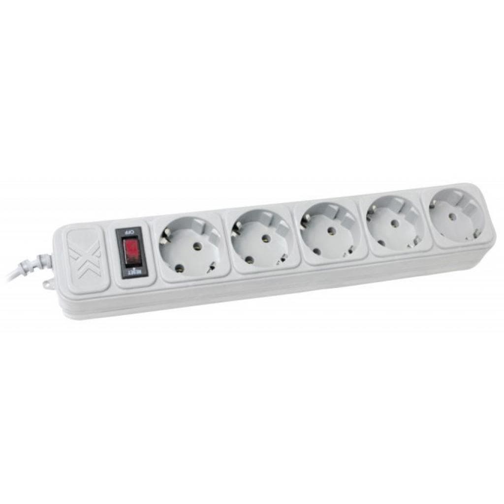 Мережевий фільтр подовжувач Power filtr 1,8м Maxxter SPM5-G-6G 5 розеток Grey