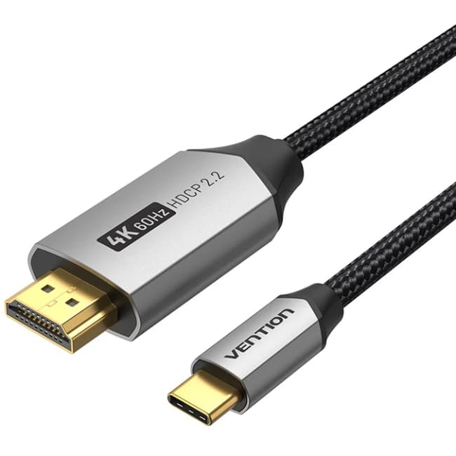 Кабель Vention USB 3.1 Type-C M to HDMI M 2.0m v.2.0 4K 60Hz Aluminum Alloy Type Black (CRBBH)