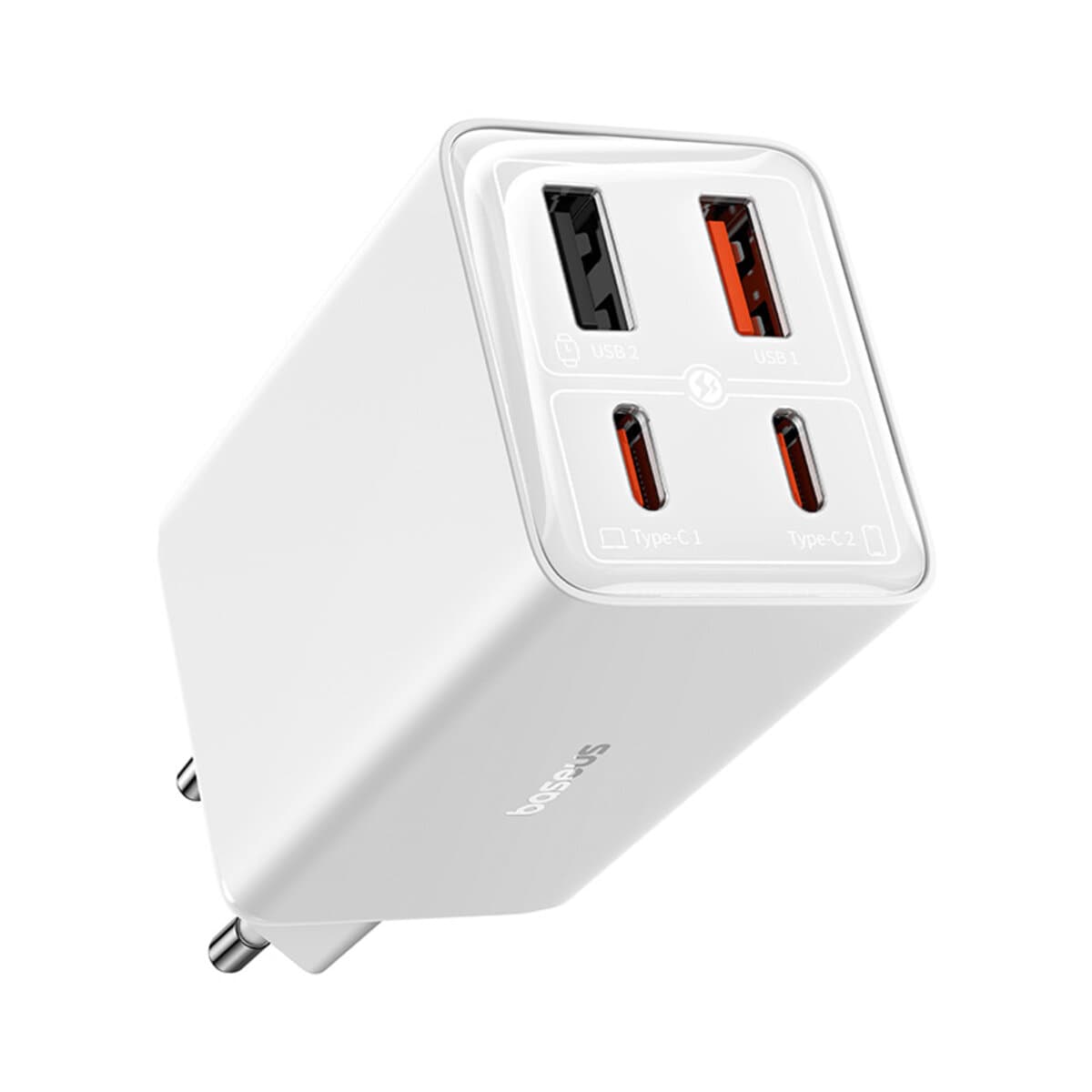 Зарядное устройство Baseus GaN6 Pro Fast Charger 2xType-C+2xUSB 65W EU Black With Cable Type-C to Type-C 100W (20V/5A) 1m White (P10162701213-00)