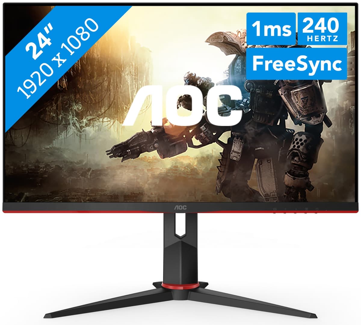 Монітор поворотний TFT 23.8" AOC 24G2ZU/BK IPS 240Hz 0.5 ms 2xHDMI DP 4xUSB 3.0 Pivot колонки Black (24G2ZU/BK)