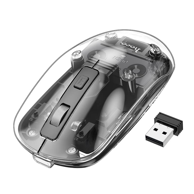 Беспроводная мышка HOCO GM29 Mysterious dual-mode silent wireless mouse 1600 dpi Прозрачная