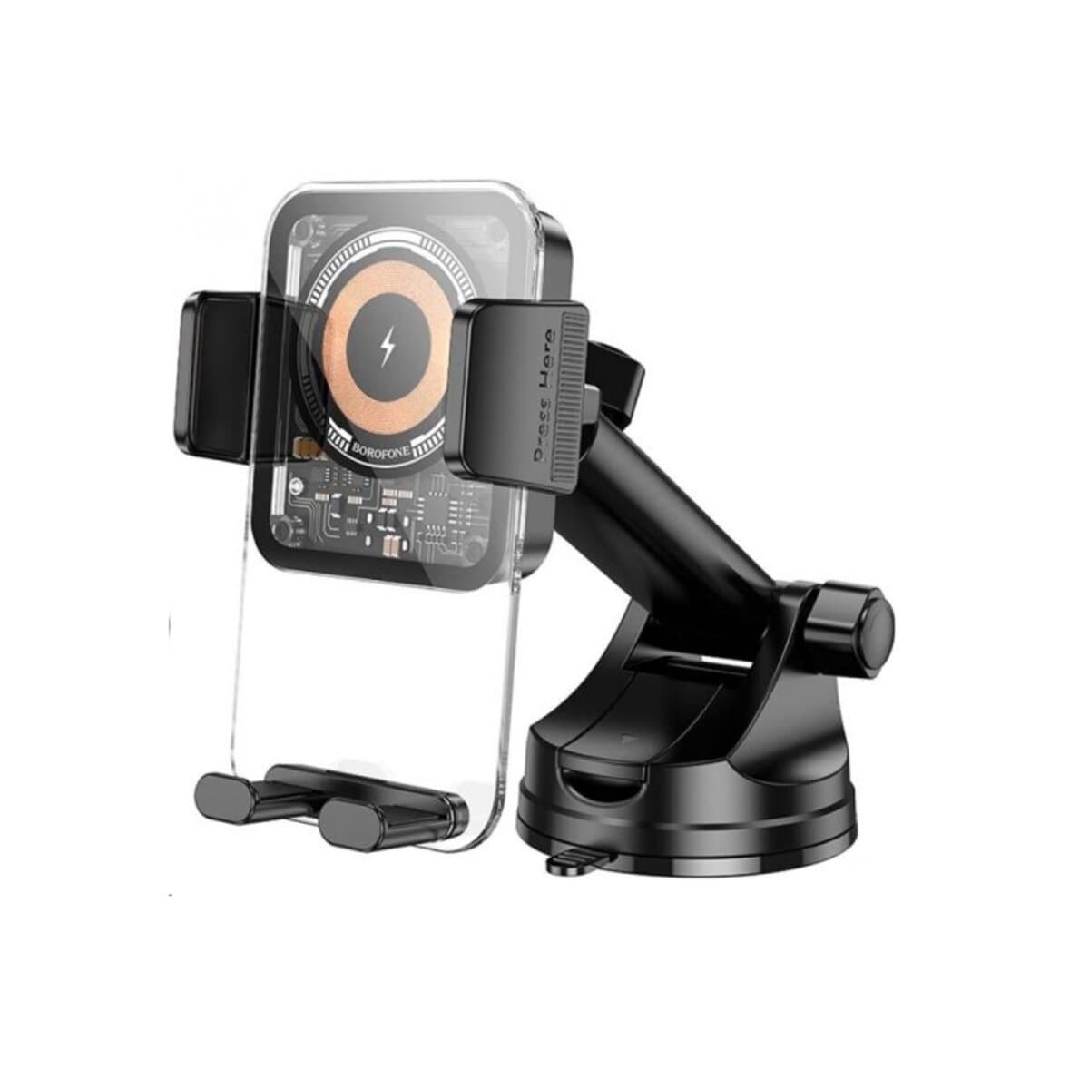 Тримач для телефону автотримач із БЗП BOROFONE BH210 Riley Wireless Fast Charging Car Holder Center Console Black
