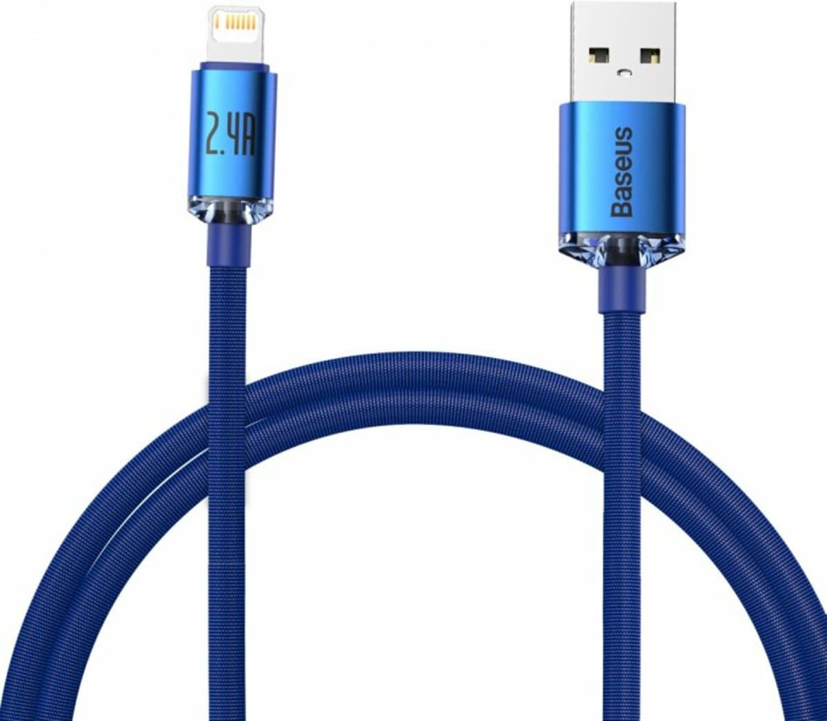 Кабель Baseus Crystal Shine Series Fast Charging Data Cable USB to Lightning 2.4A 1.2m Blue (CAJY000003)