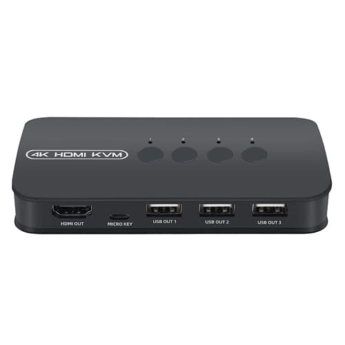 KVM свіч перемикач 4 порти HDMI USB кнопка Black (536872)