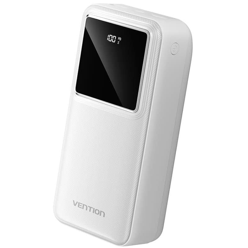 Powerbank павербанк УМБ Vention 30000mAh 22.5W 3A PD QC3.0 Micro-USB Type-C 2xUSB-A LED Display White (FHMW0)