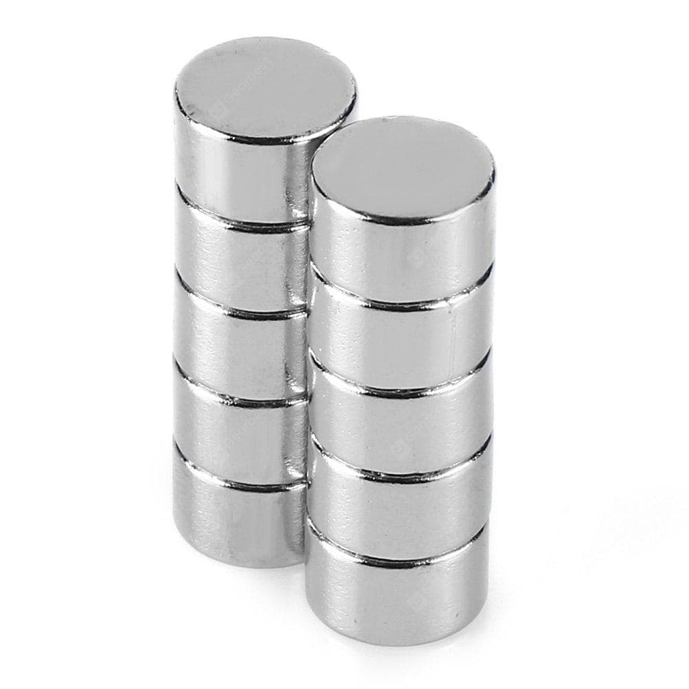 Комплект сильних круглих сильних неодимових магнітів 10x5мм N35 10шт Silver (285965)