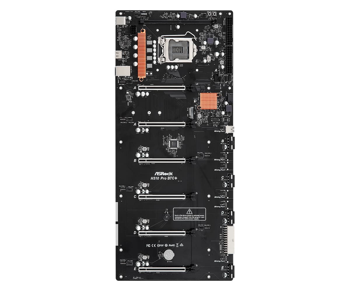 Материнська плата ASRock H510 Pro BTC+ 1200/H510 DDR4 6xPCIex16 HDMI 1xSATAІІІ M.2 GLan 501мм*224мм