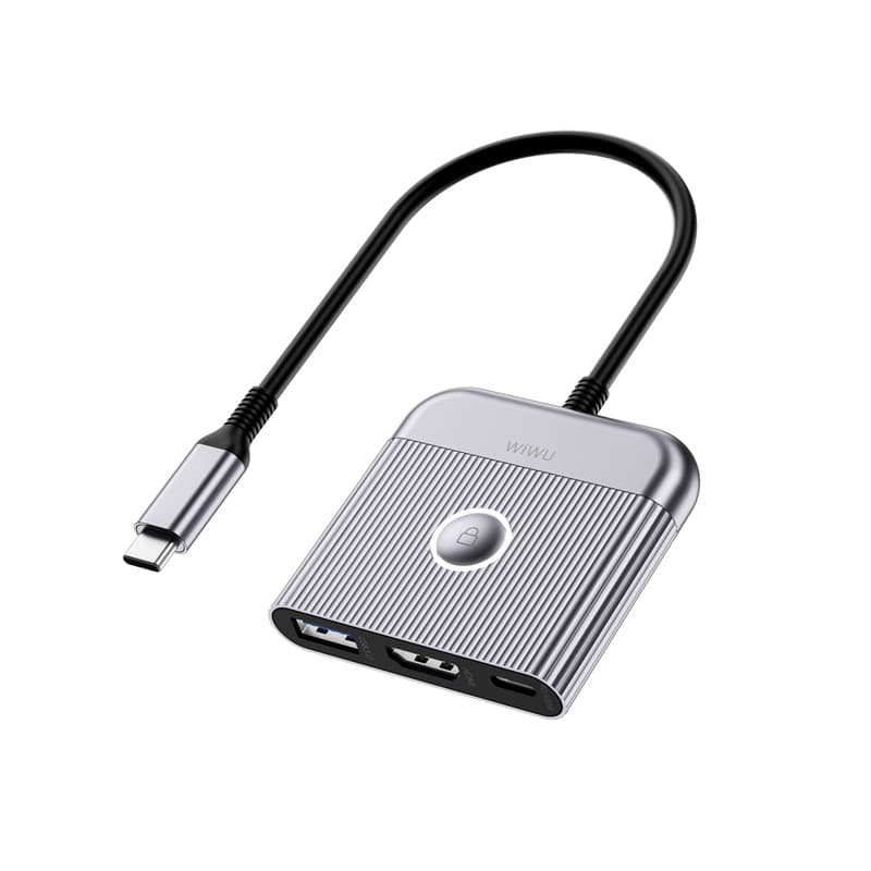 USB-хаб WIWU Wi-HB002 Traveling Type-C to USB 3.0/Type-C/HDMI Grey