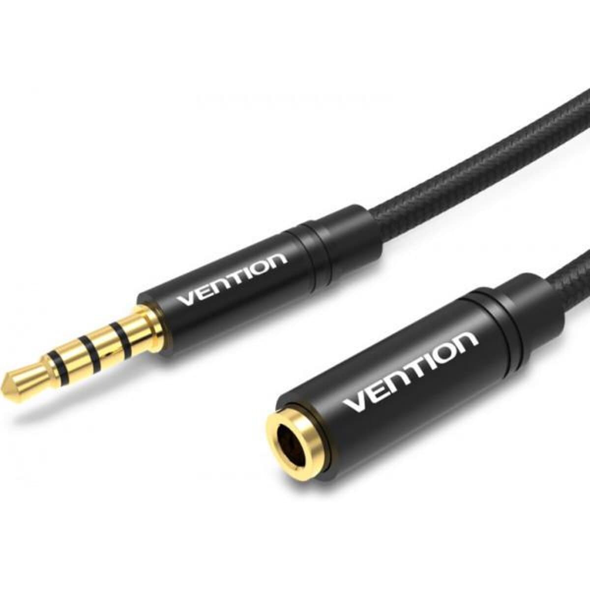Кабель Vention Cotton Braided AUX 3.5mm to AUX 3.5mm Audio Extension Cable 0.5m Metal Type Black (BHBBD)
