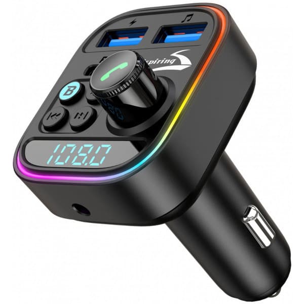 Автомобільний FM-трансміттер ресівер Aspiring Wave 6 PD 20W LED Bluetooth MicroSD DSP QC3.0 Metal case Black (WA.6000)