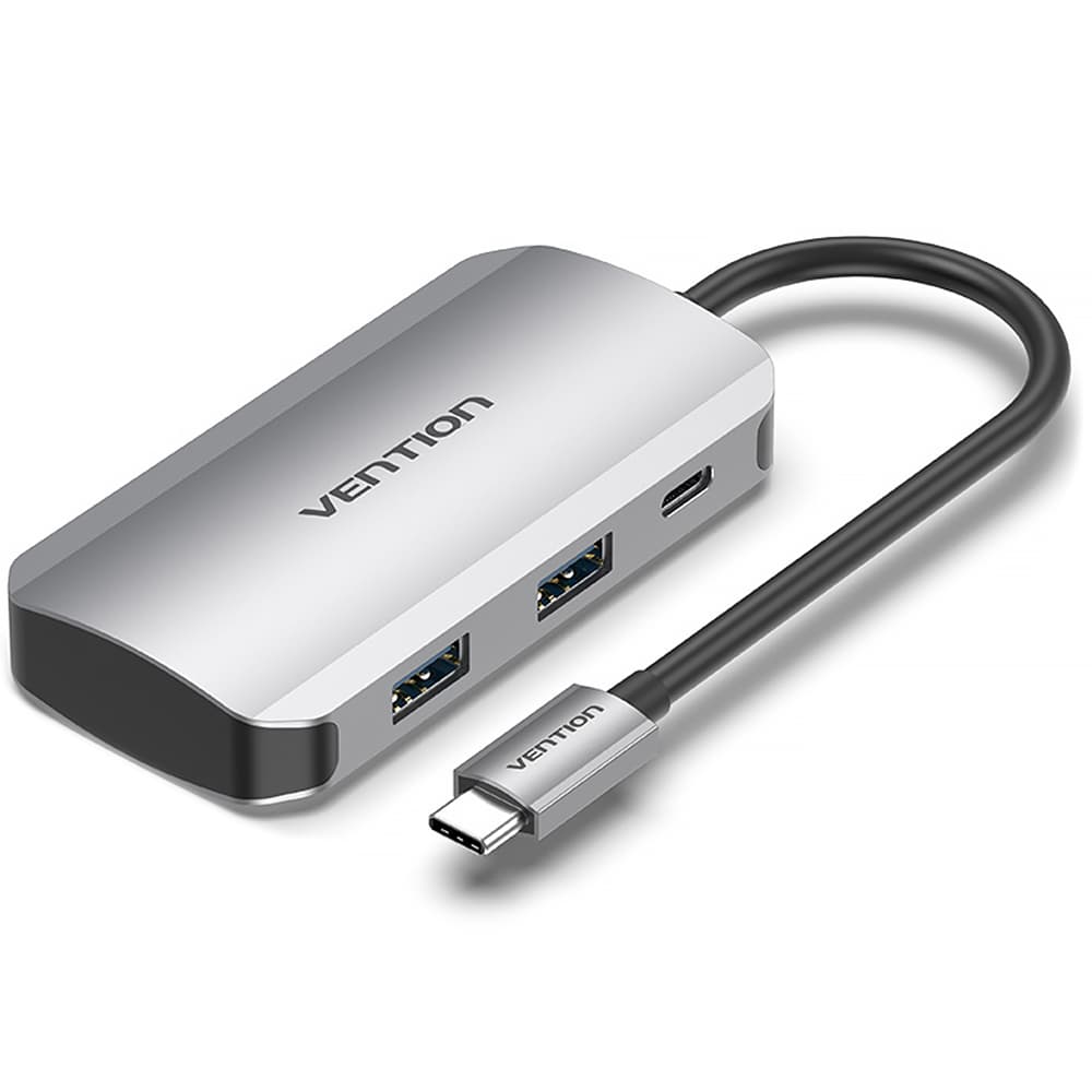Хаб Vention TNBHB USB 3.1 Type-C - 4х USB 3.0 PD 100W 5в1 Grey