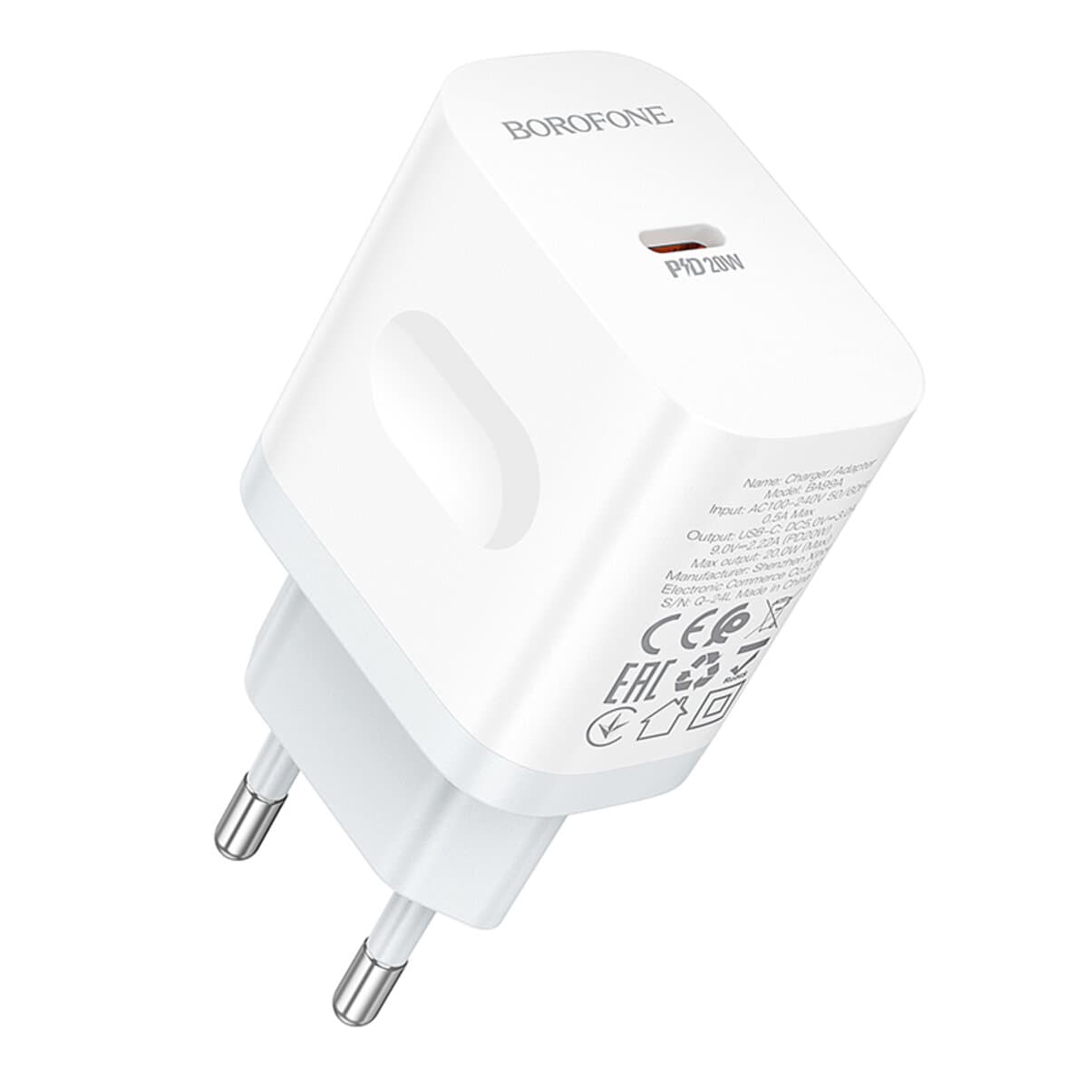 Зарядное устройство BOROFONE BA99A Breeze single port PD20W charger 1xType-C White