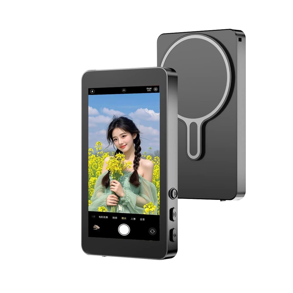 Дополнительный дублирующий селфи экран для камеры смартфона RK-X40L MagSafe selfie screen 2000mAh Black (RK-X40L-B)