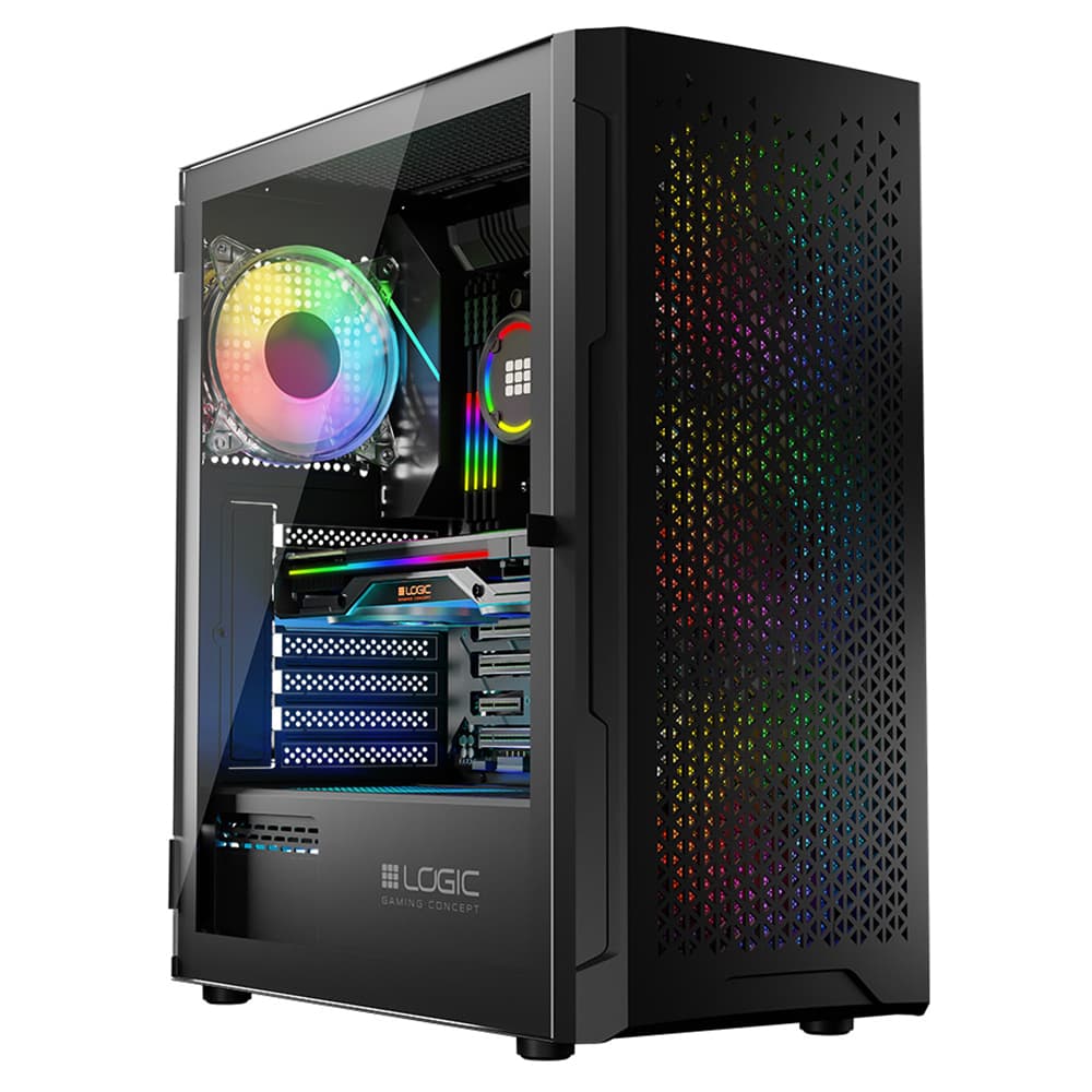 Корпус для комп'ютера LogicConcept ARAMIS MESH+GLASS ARGB fans 4x120mm без БП ATX Black (AT-ARAMIS-10-0000000-0002)