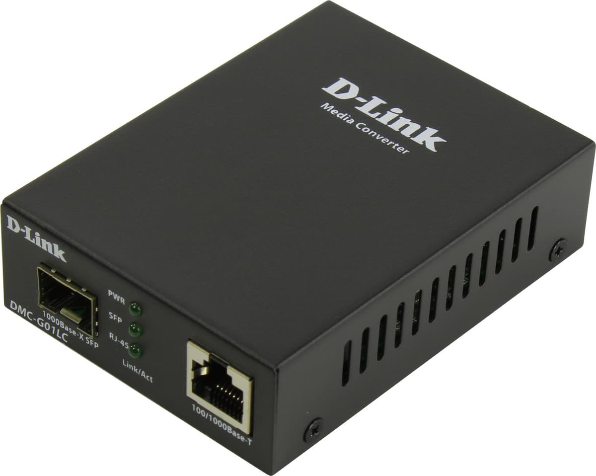 Медіаконвертер D-Link DMC-G01LC Gigabit Ethernet to Gigabit SFP Black (DMC-G01LC/C1A)