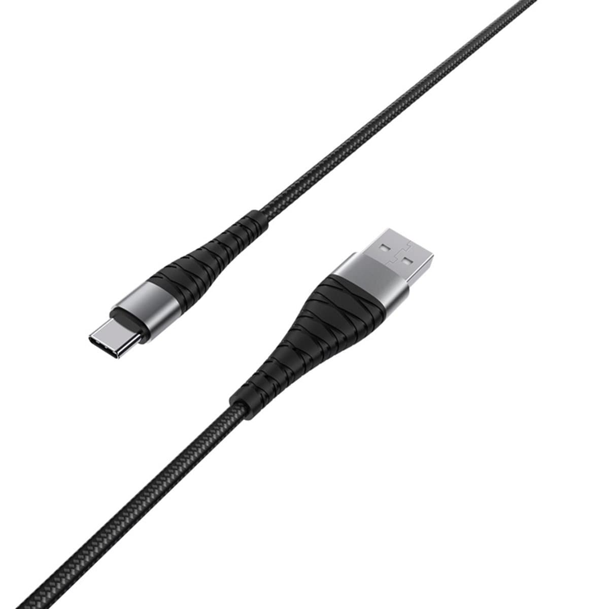 Кабель BOROFONE BX32 USB to Type-C 2.4A 1m nylon алюмінієвий+TPE connectors Black (BX32CB)