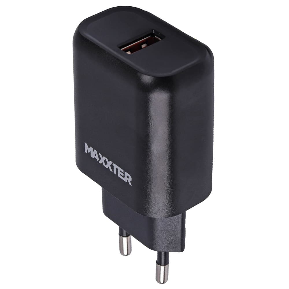Зарядний пристрій адаптер Maxxter WC-QC-AtM-01 1xUSB-A QC3.0 9V 1.2A кабель Micro-USB 1м Black