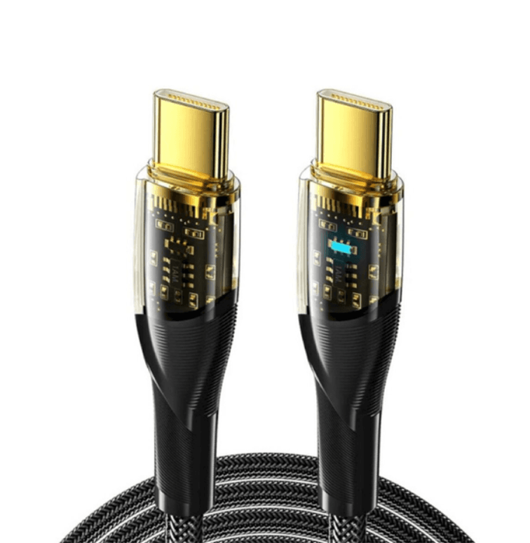 Кабель Essager Interstellar Transparent Design USB Charging Cable Type C to Type C 100W 2m Black (EXCTT1-XJA01-P)
