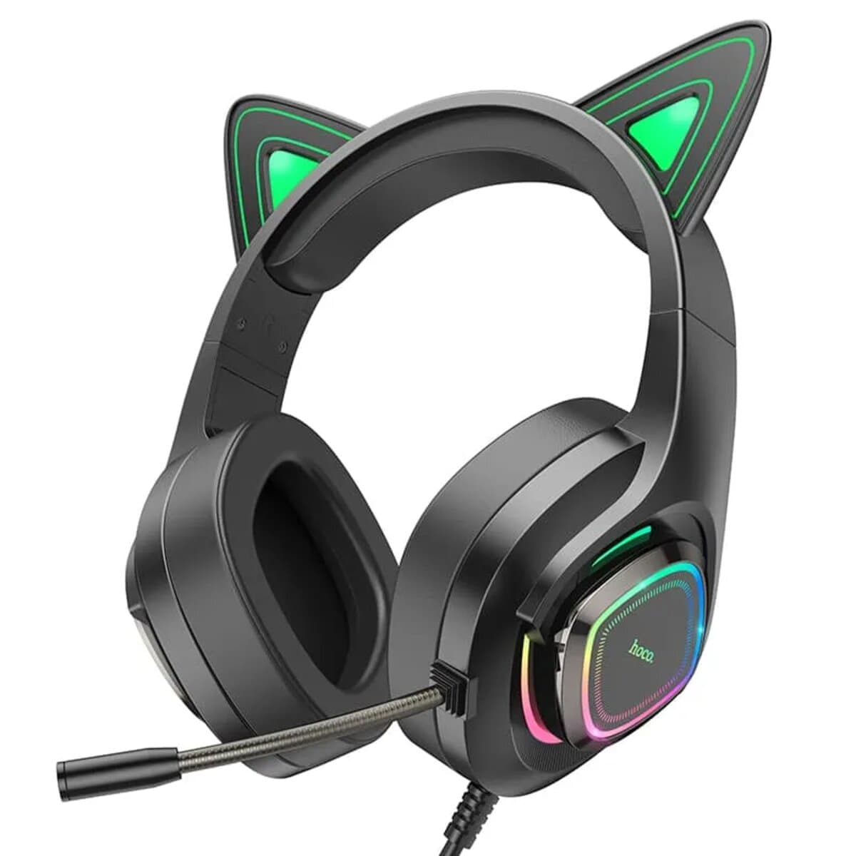 Проводные игровые наушники HOCO W107 Cute cat luminous cat ear gaming headphones USB 3.5mm RGB Elf Cat