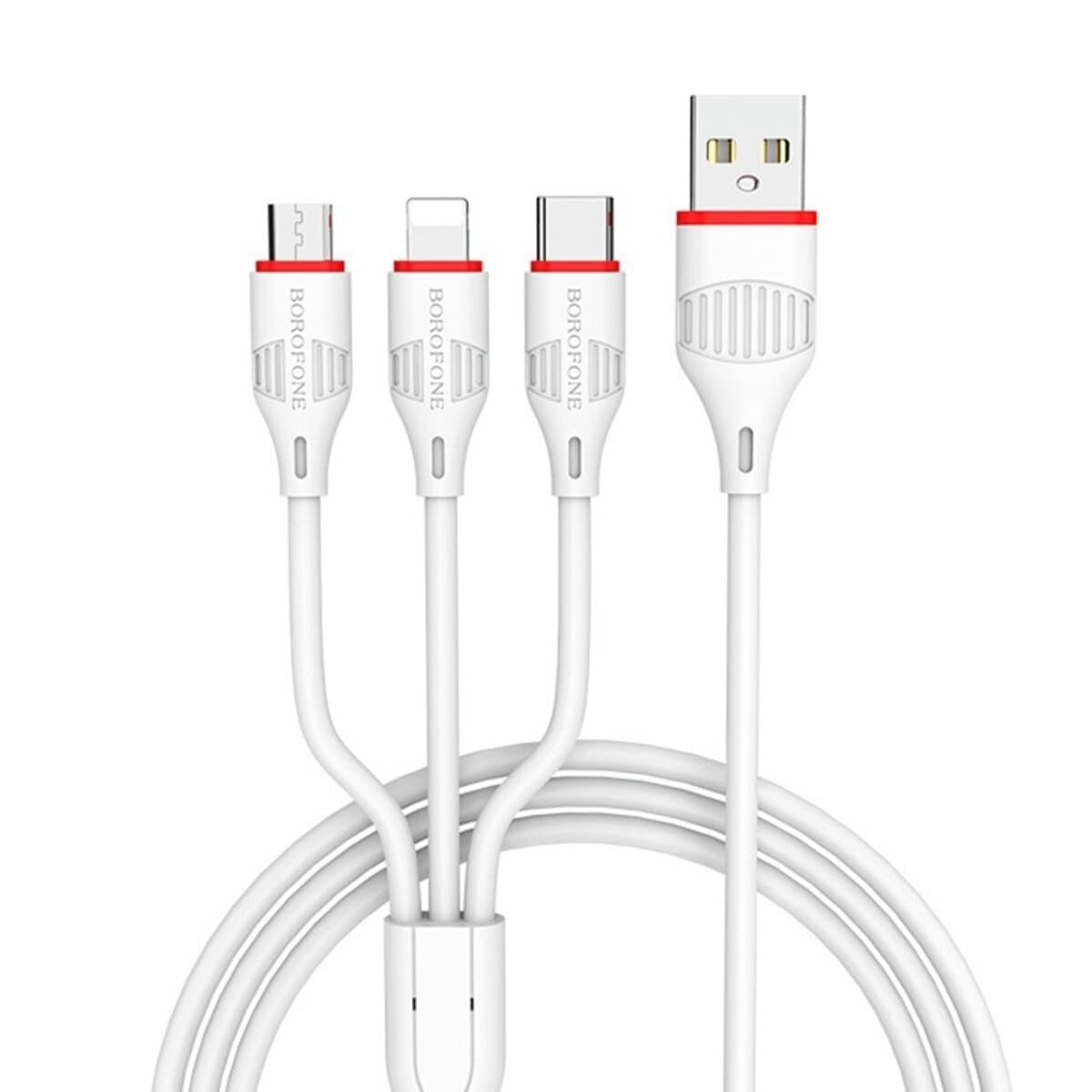 Кабель BOROFONE BX17 3-in-1 Enjoy charging cable USB to Lightning Micro Type-C White