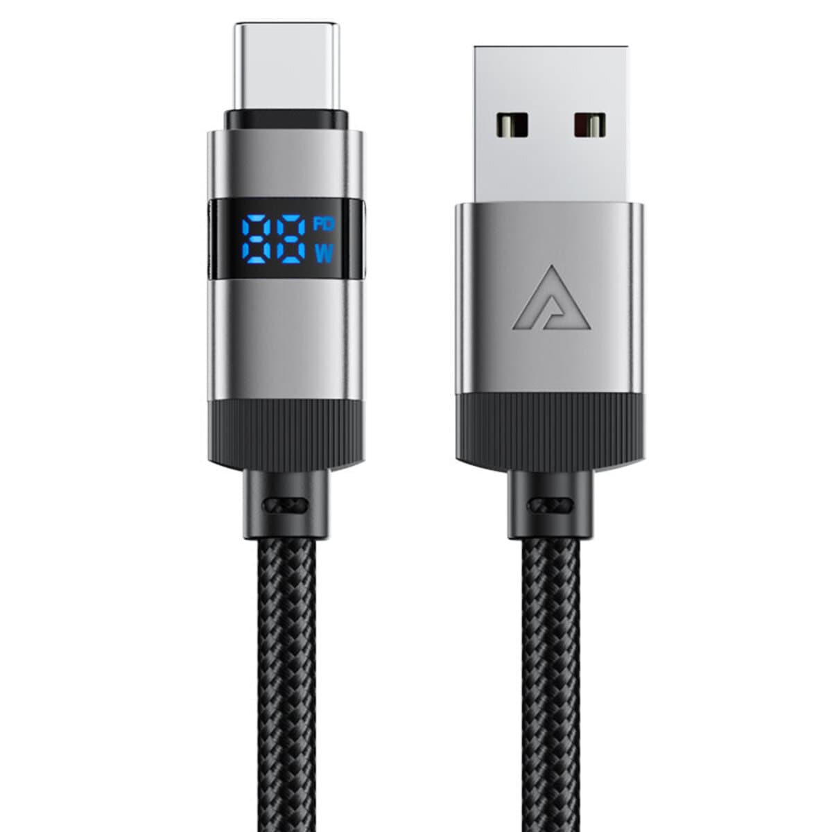 Кабель ACEFAST C15-04 USB to Type-C zinc alloy digital display braided charging data cable Black