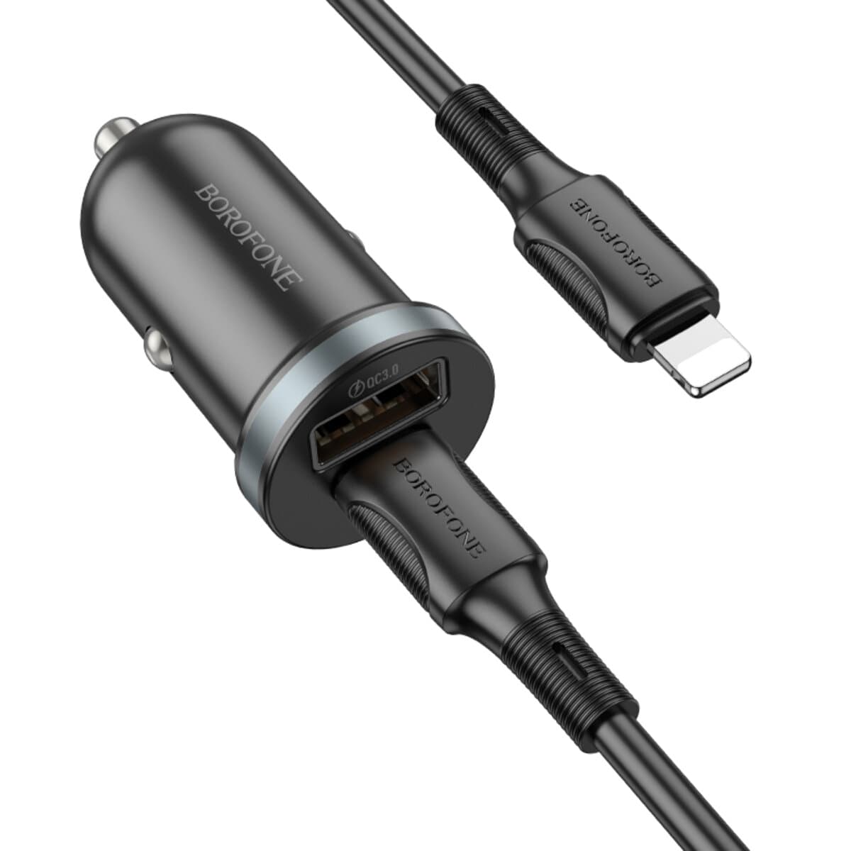 Автомобільний зарядний пристрій BOROFONE BZ22 Scenery dual-port PD30W+QC3.0 кабель Type-C to Lightning Black