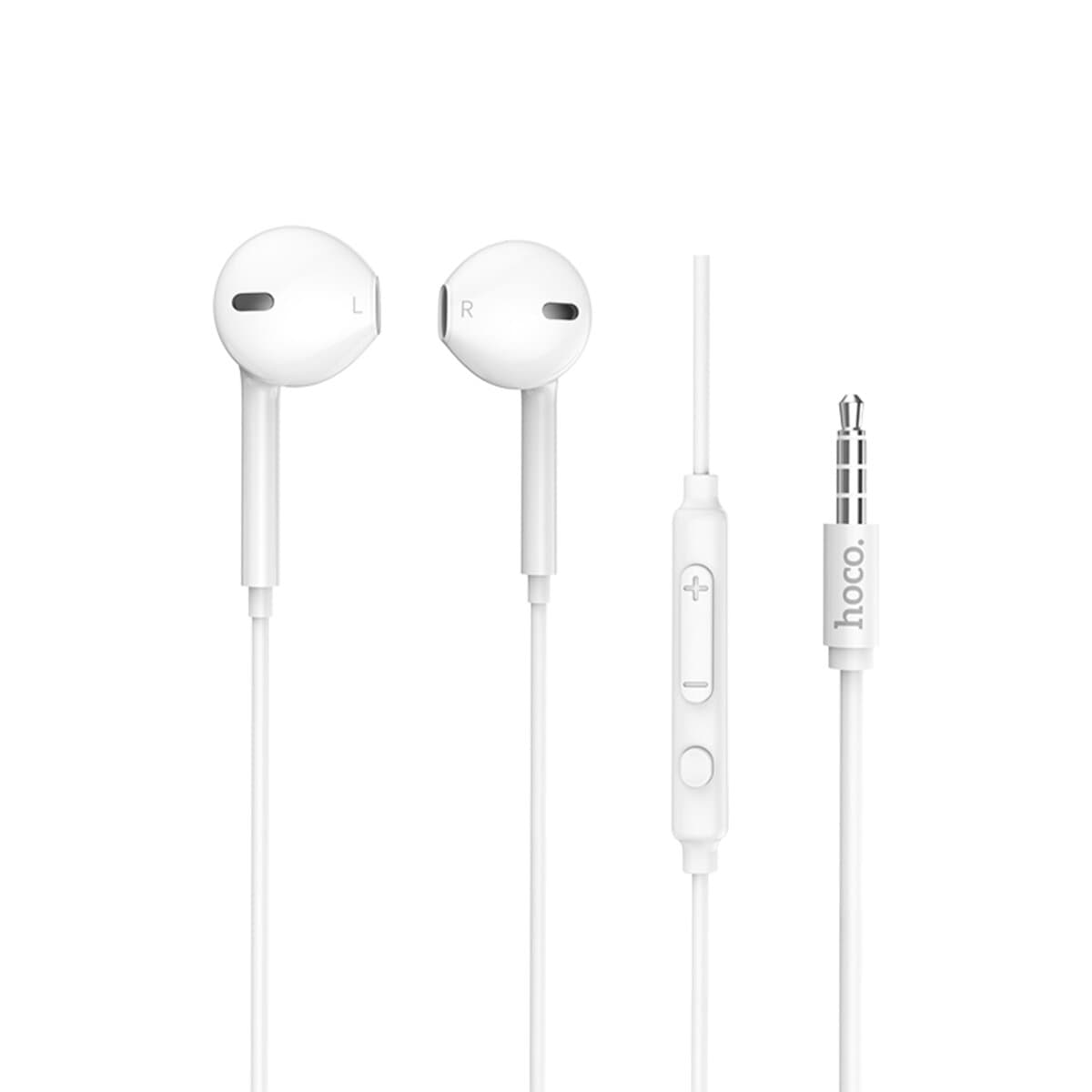 Дротові навушники HOCO M55 Memory sound wire control earphones with mic 3.5мм 1.2м White