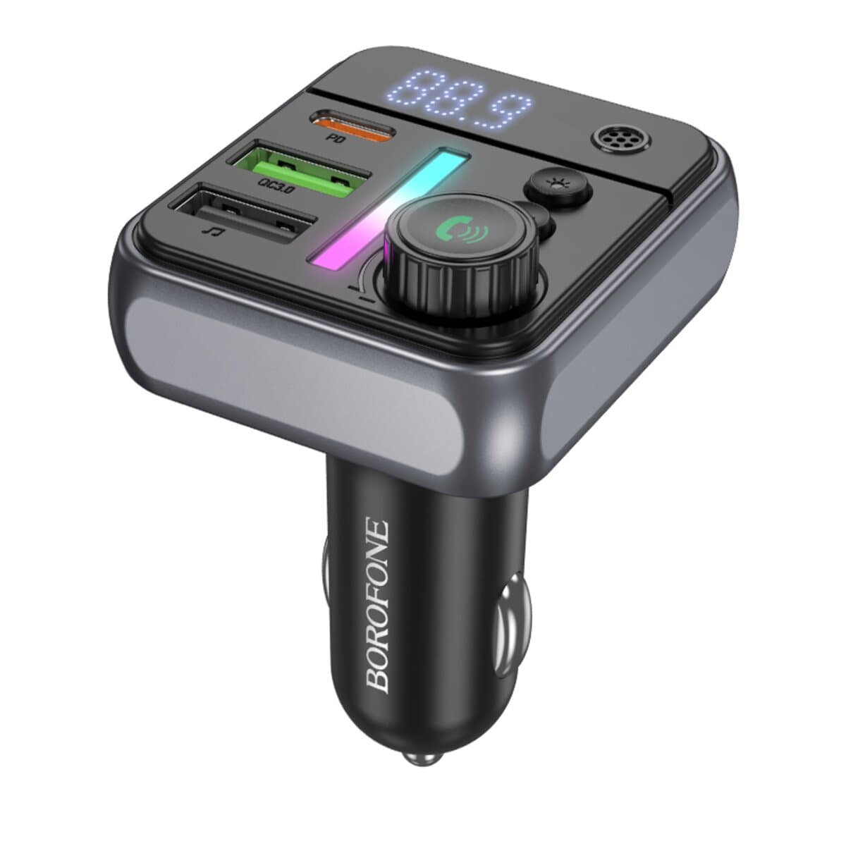 Автомобільний FM-трансмітер ресивер BOROFONE BC50 Ascenso PD20W+QC3.0 car BT FM transmitter Black