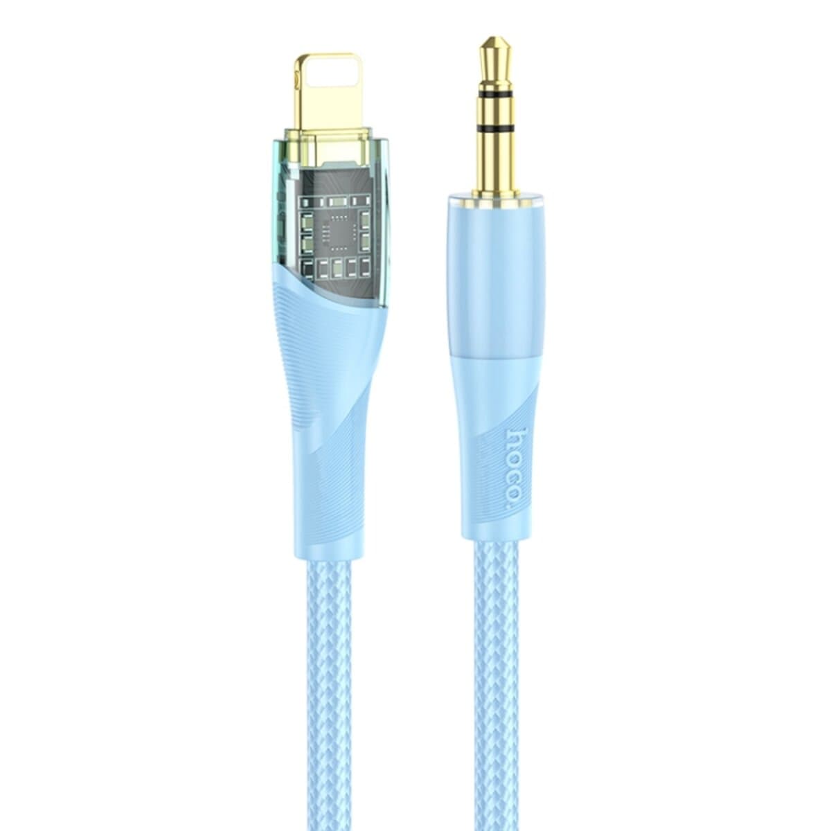 Аудіо-кабель HOCO UPA25 Transparent Discovery AUX 3.5mm to Lightning Edition Digital Audio Conversion Cable 1m Blue