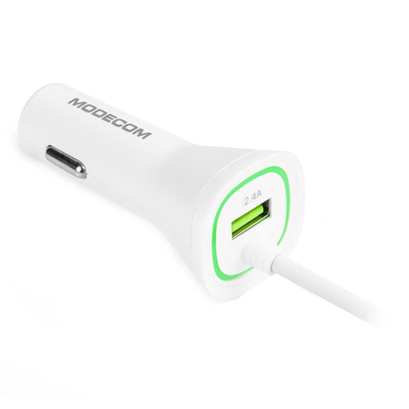Автомобільний зарядний пристрій Modecom Royal KULL-03 1xUSB 2.4A кабель Lightning White (ZT-MC-KULL-03)
