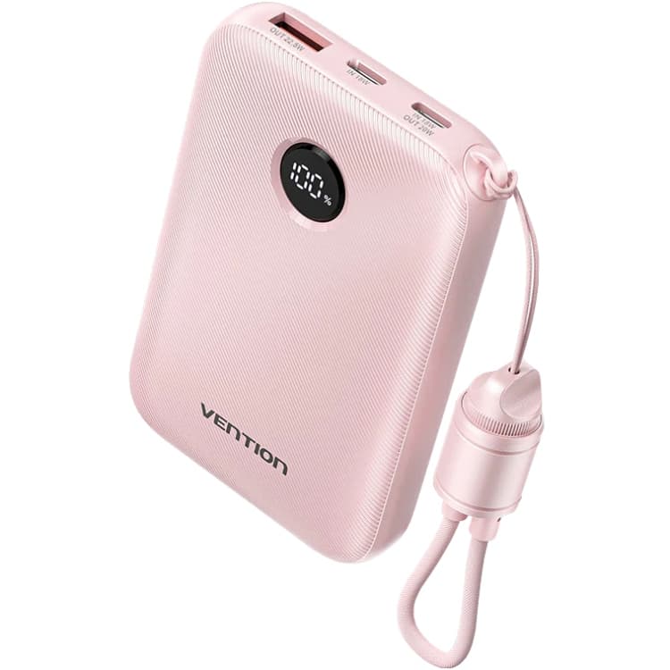 Powerbank павербанк УМБ Vention 10000mAh 22.5W 3A PD QC USB-A/2xType-C In/Out Pink (FKAP0-C)