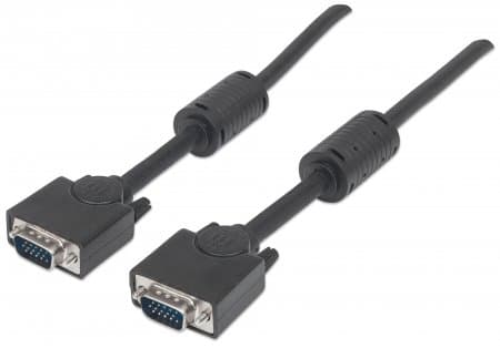 Кабель Manhattan VGA 15M to VGA 15M 3м c феритами екранований Black (317733)