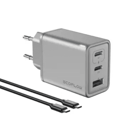 Зарядний пристрій EcoFlow RAPID 65W GaN Charger with 100W Cable 2xType-C 1xUSB Grey (EFA-65W-GAN-CHARGER-EU)