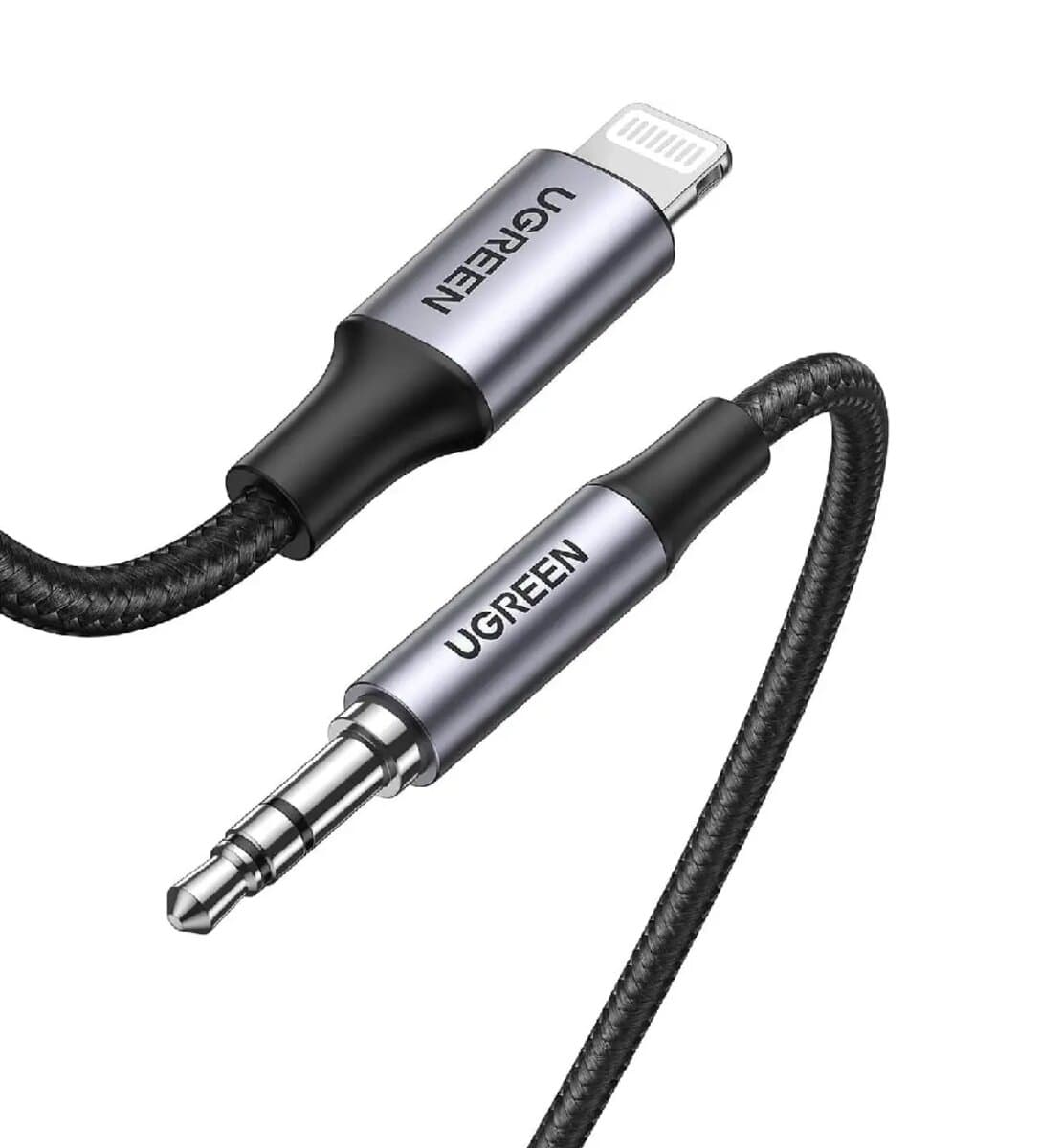Кабель UGREEN US315 Lightning to AUX 3.5mm Cable Aluminum Shell with Braided 1m Black (UGR-70509)