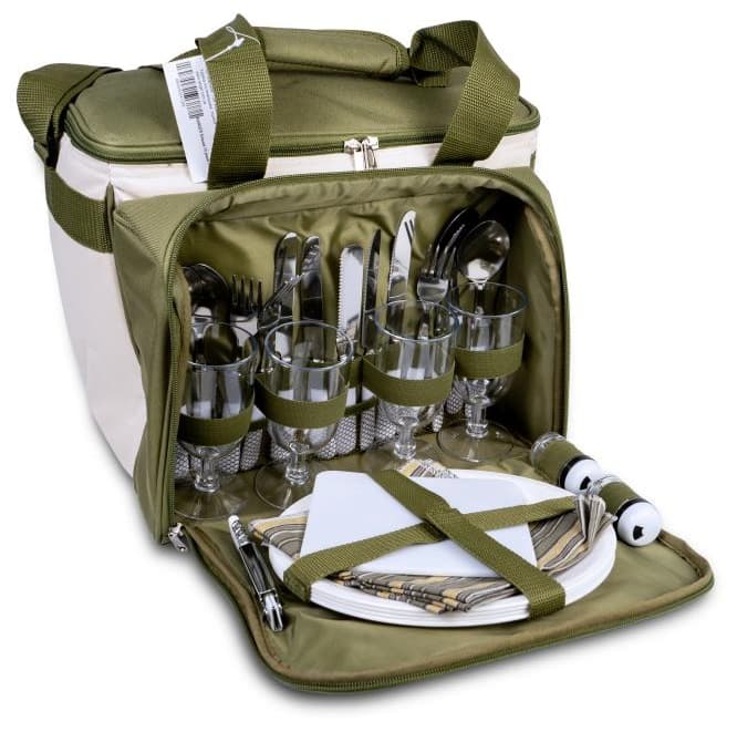 Набір для пікніка в сумці з термовідділом Ranger Lawn RA9909 на 4 особи 20л Olive-Beige