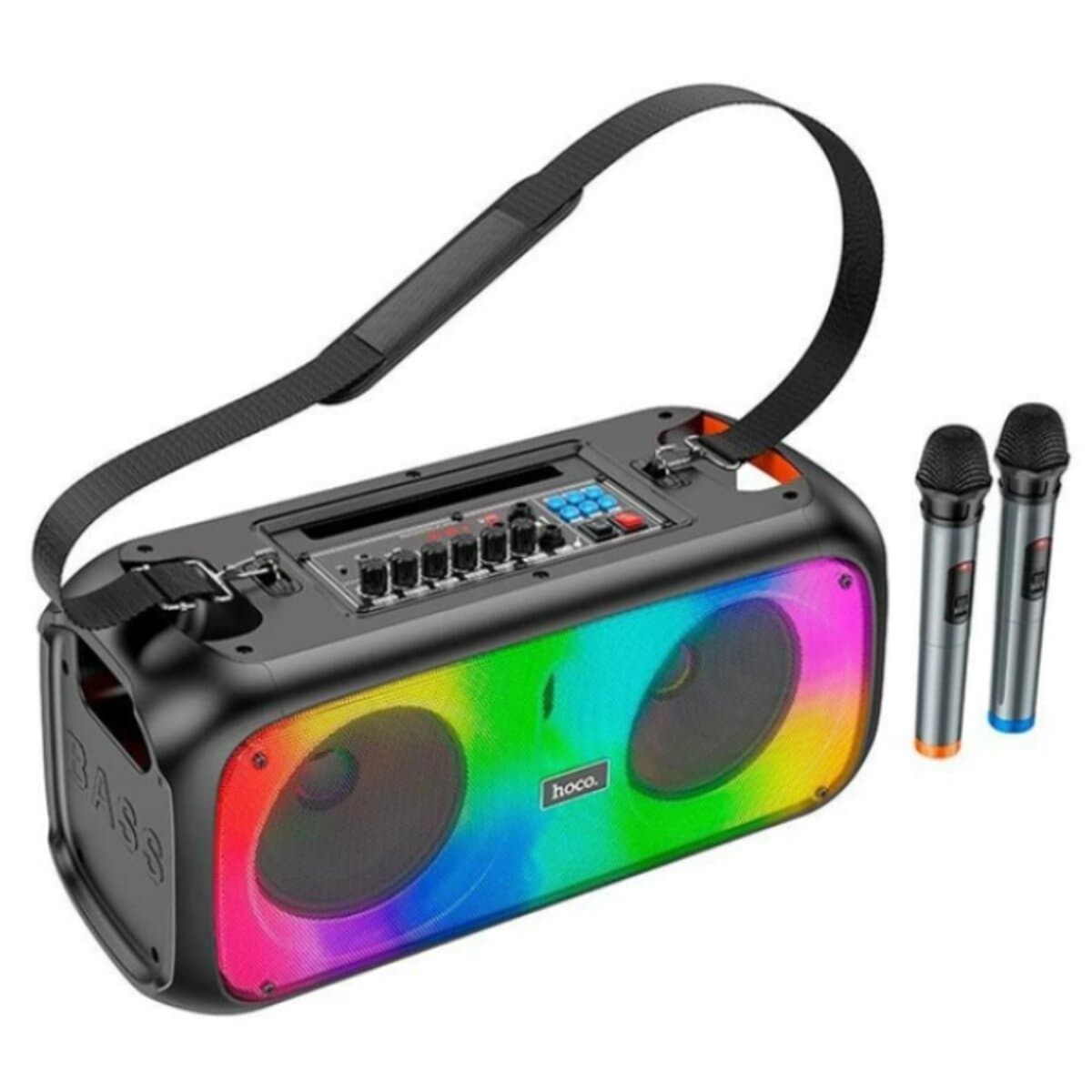 Бездротова портативна колонка з караоке HOCO BS54 Party wireless dual mic outdoor BT5.1 speaker 3600 mAh Black