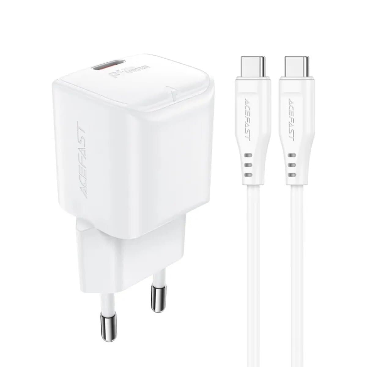 Зарядное устройство ACEFAST A73 mini PD20W GaN single USB-C charger set C3-03 White