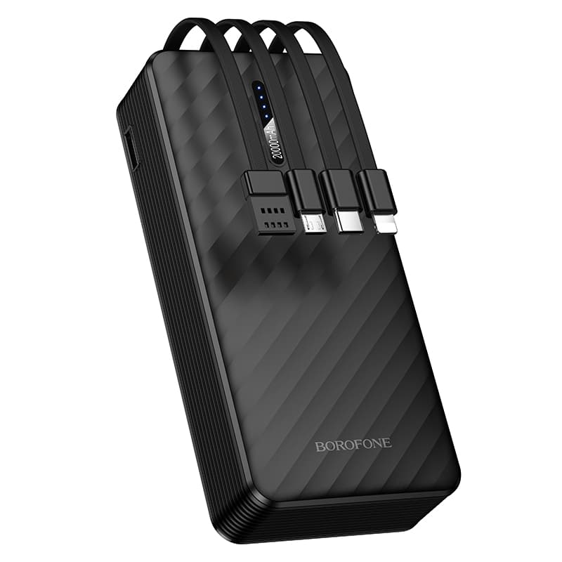Powerbank павербанк УМБ BOROFONE BJ84A Smooth with four cables 20000mAh Black