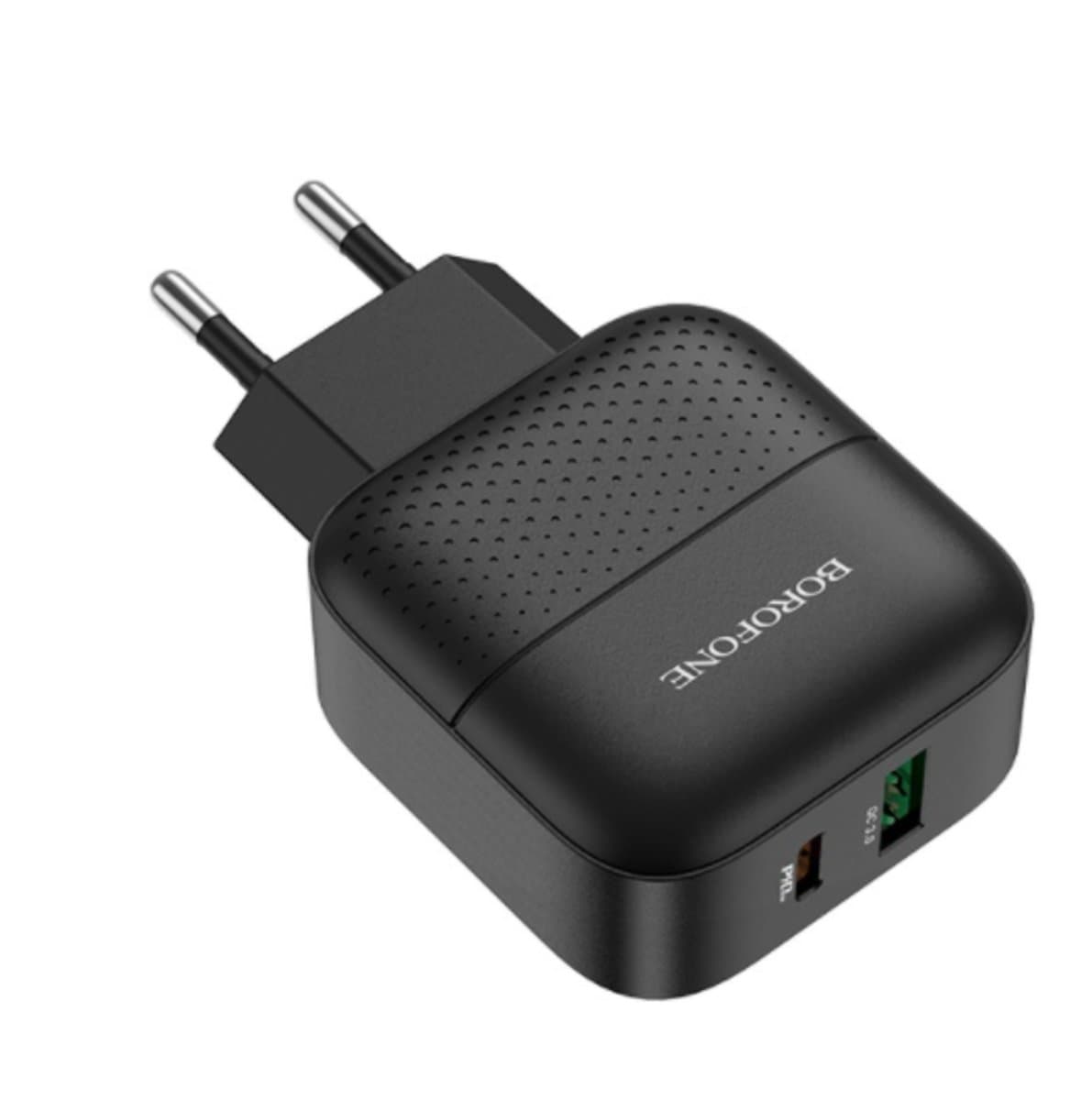Зарядний пристрій BOROFONE BA46A Premium PD + QC3.0 18W Black