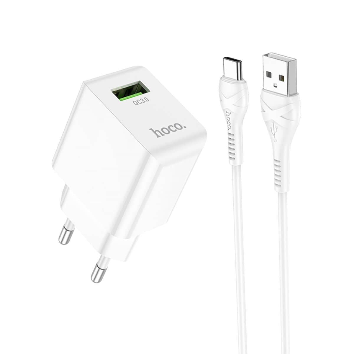 Зарядное устройство HOCO C98A Proton single port QC3.0 charger set USB to Type-C cable White