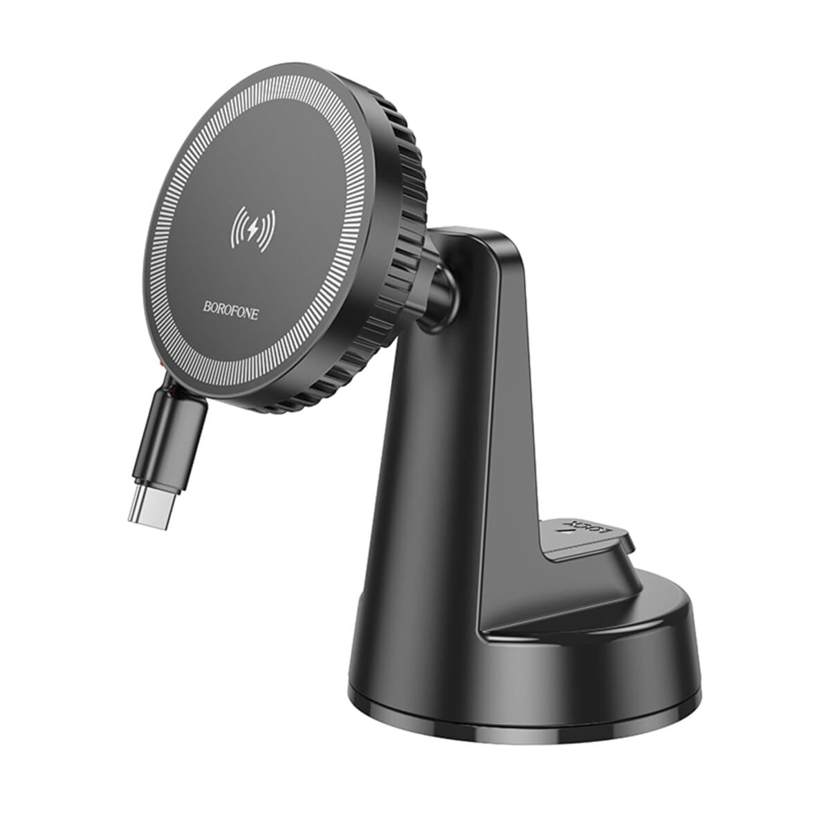 Тримач для телефону автотримач з БЗП BOROFONE BH208 Mona retractable magnetic wireless fast charging car holder center console Black