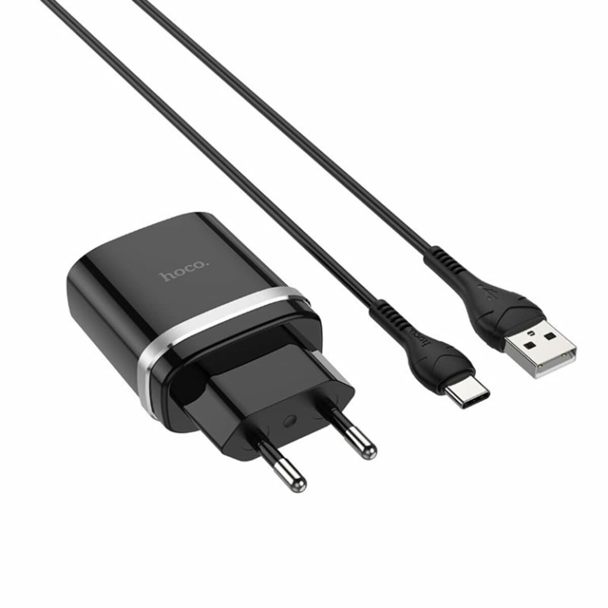 Зарядний пристрій HOCO C12Q Smart QC3.0 charger set USB to Type-C cable 18W 3A Black
