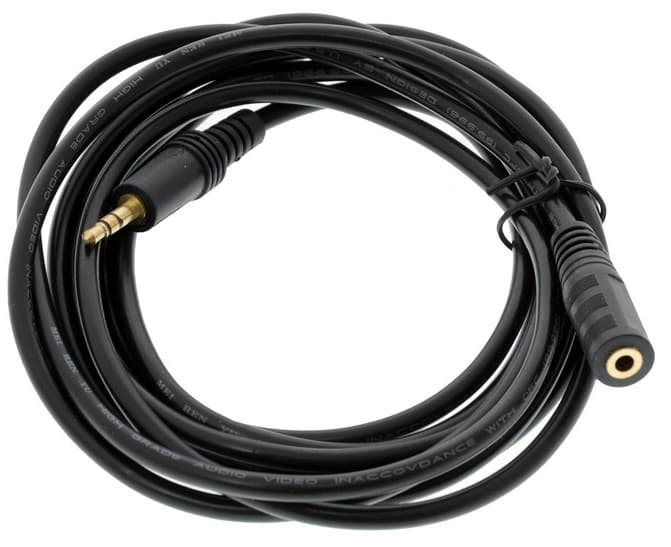 Аудіо-кабель B00344 AUX Audio 3.5мм M/F 5м OEM Black