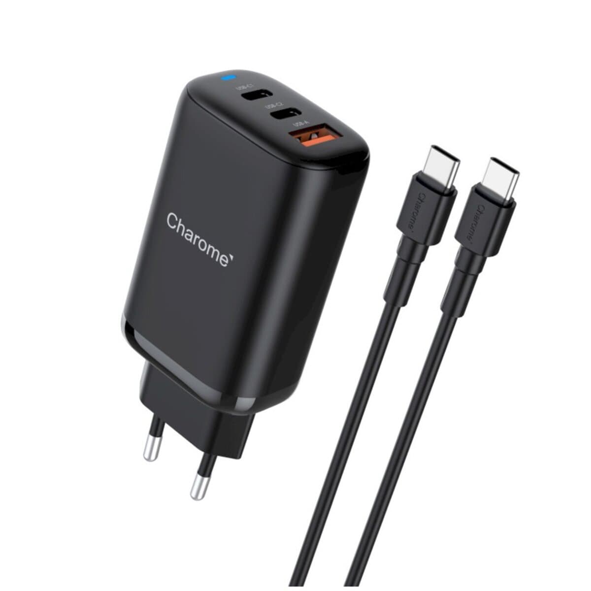 Мережевий пристрій CHAROME C30 PD65W GaN 2xUSB-C+USB-A Charger Set Type-C to Type-C cable Black