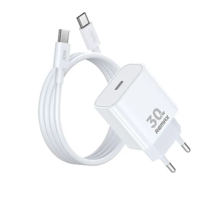 Зарядний пристрій із кабелем REMAX Figen Series 30W All-compatible GaN Charger+ RC-CO21 Data Cable Set RP-U71 EU White
