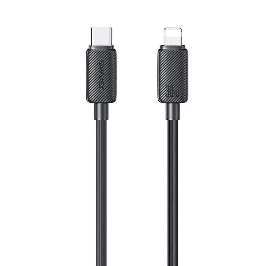 Кабель Usams US-SJ692 30W Striped Data Cable Type-C to Lightning Series 1m Black (SJ692USB01)
